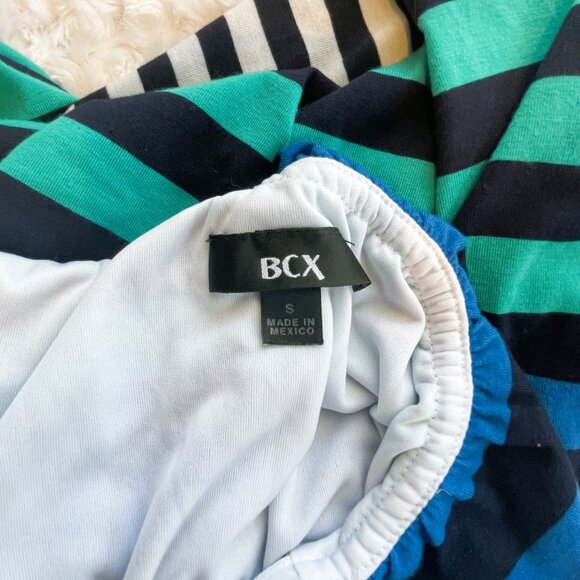 BCX Long Maxi Dress  Ruffled Halter Stretch Multicolor Horizontal Strip S - Picture 11 of 11